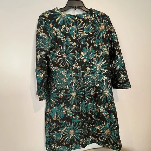 Trina Turk Moonrise Metallic Jacquard Dress Size 14 NWT Black Teal Gold Cocktail - Picture 9 of 14